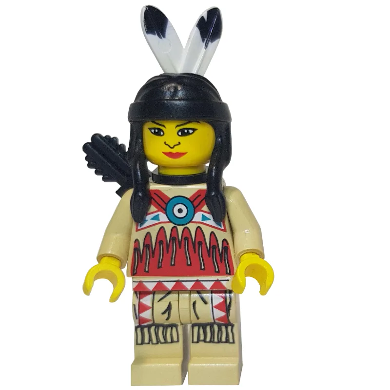 Indian - Woman, Tan Clothing, Red Trim, Quiver — minifigurine LEGO | Brick Broker