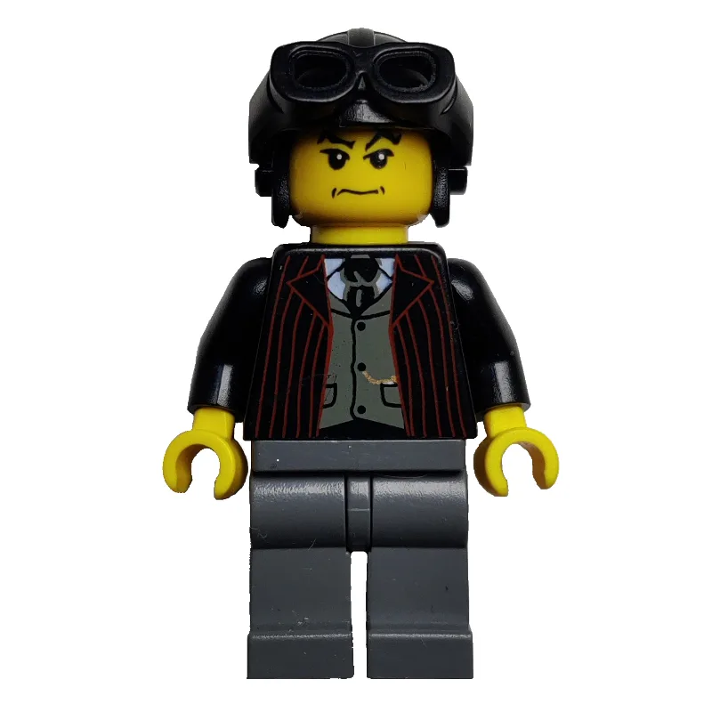 Pilot, Open Black Jacket over Dark Gray Vest… — minifigurine LEGO | Brick Broker