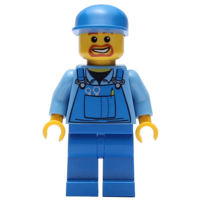 Construction Worker, Blue Overalls over Mediu… — minifigurine LEGO | Brick Broker