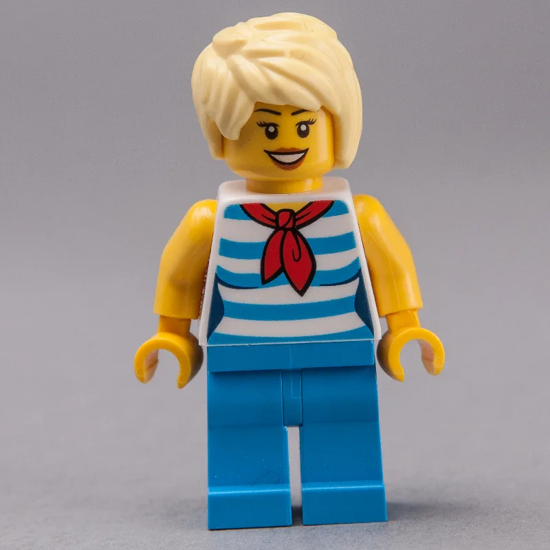 Woman, White and Dark Azure Striped Tank Top… — minifigurine LEGO | Brick Broker