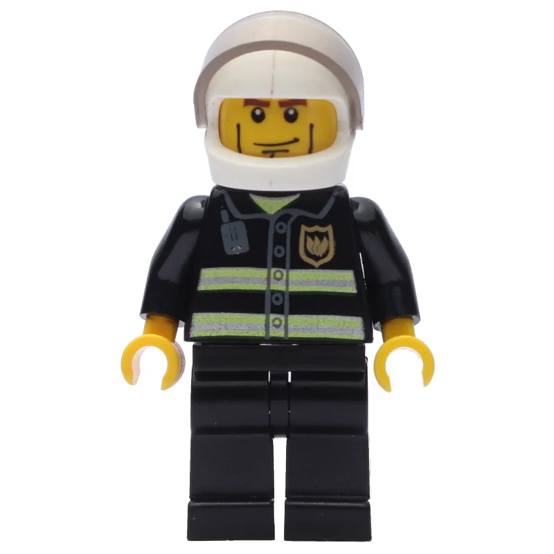 Fireman, Black Fire Jacket with Reflective St… — minifigurine LEGO | Brick Broker