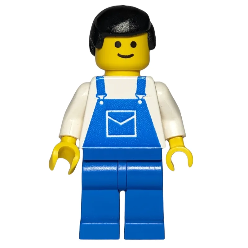 Man, Blue Overalls, Black Hair (3626a Head) — minifigurine LEGO | Brick Broker