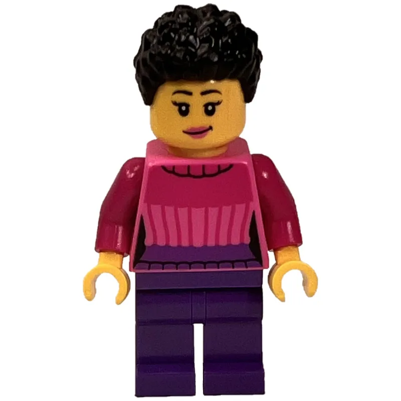 Woman, Dark Pink Sweater, Dark Purple Legs — minifigurine LEGO | Brick Broker