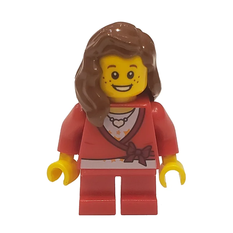 Girl, Cardigan Tied with Bow, Necklace, Short… — minifigurine LEGO | Brick Broker