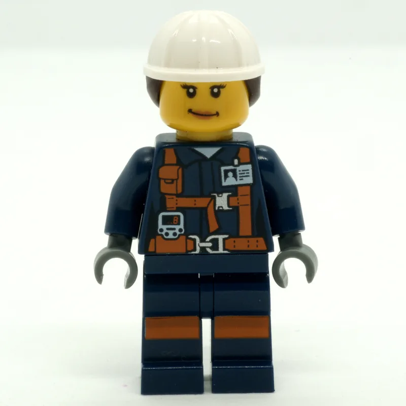Miner, Woman, Dark Blue Jacket with Straps an… — minifigurine LEGO | Brick Broker