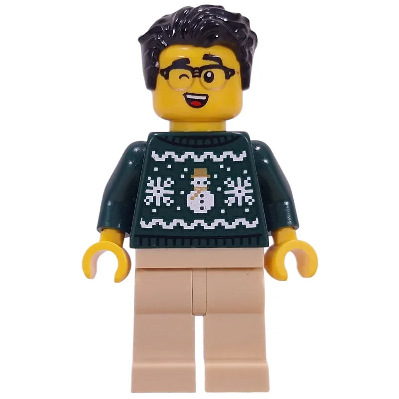 Dark Green Sweater, Tan Legs, Black Hair — minifigurine LEGO | Brick Broker