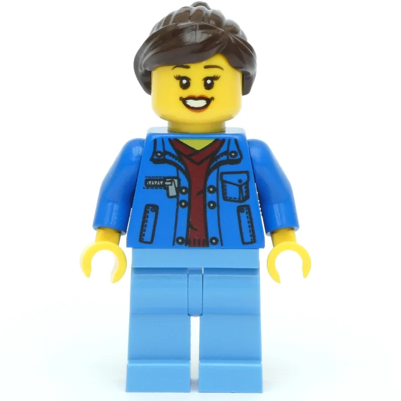 Blue Torso, Medium Blue Legs, Dark Brown Hair — minifigurine LEGO | Brick Broker