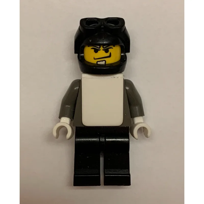 Snowboarder, Dark Gray, Black Helmet, White V… — minifigurine LEGO | Brick Broker