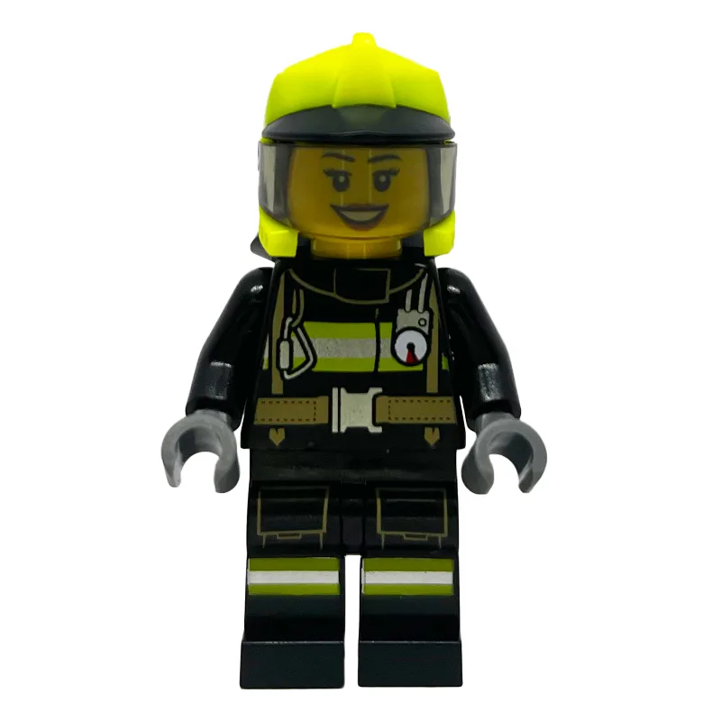 Firefighter, Black Fire Suit, Vibrant Yellow… — minifigurine LEGO | Brick Broker