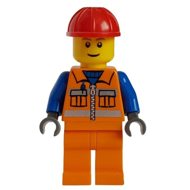 Construction Worker, Orange Safety Vest with… — minifigurine LEGO | Brick Broker