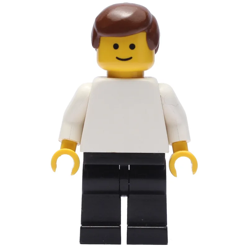 Man - White Torso, Black Legs Brown Hair — minifigurine LEGO | Brick Broker