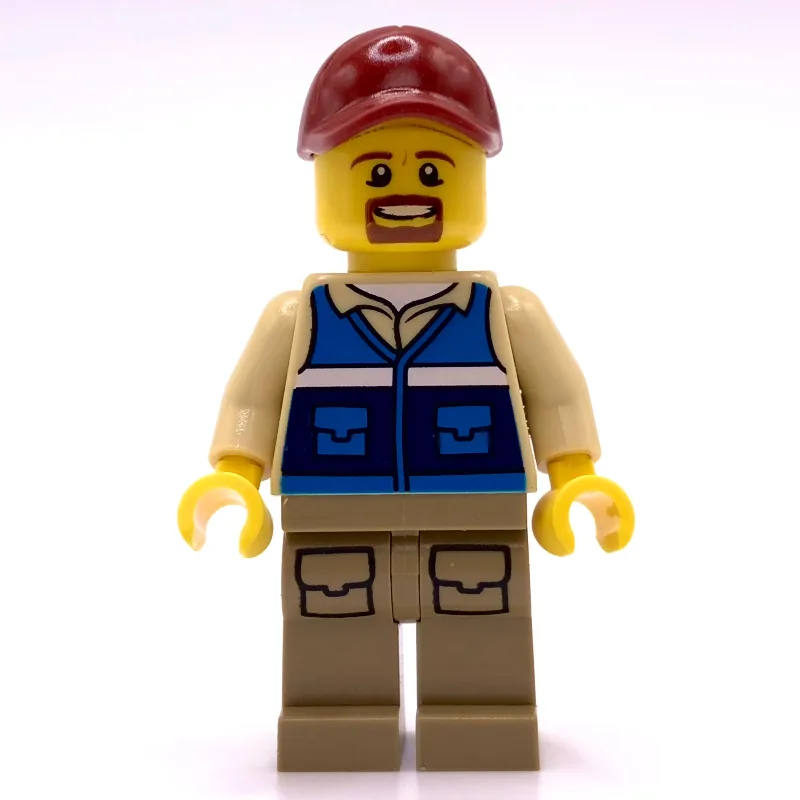 Man, Blue Vest, Dark Red Cap, Goatee Beard — minifigurine LEGO | Brick Broker