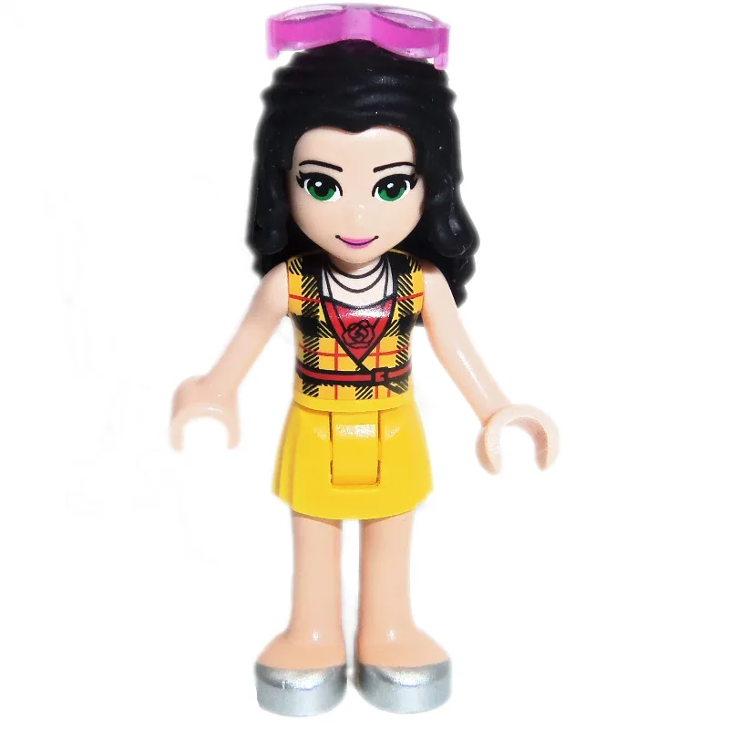 Vicky - Yellow Plaid Shirt, Yellow Skirt, Gla… — minifigurine LEGO | Brick Broker