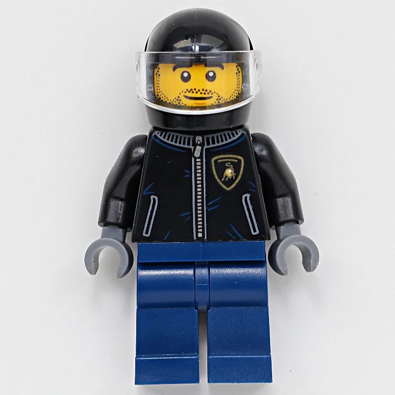 Race Driver, Black Racing Jacket, Dark Blue L… — minifigurine LEGO | Brick Broker