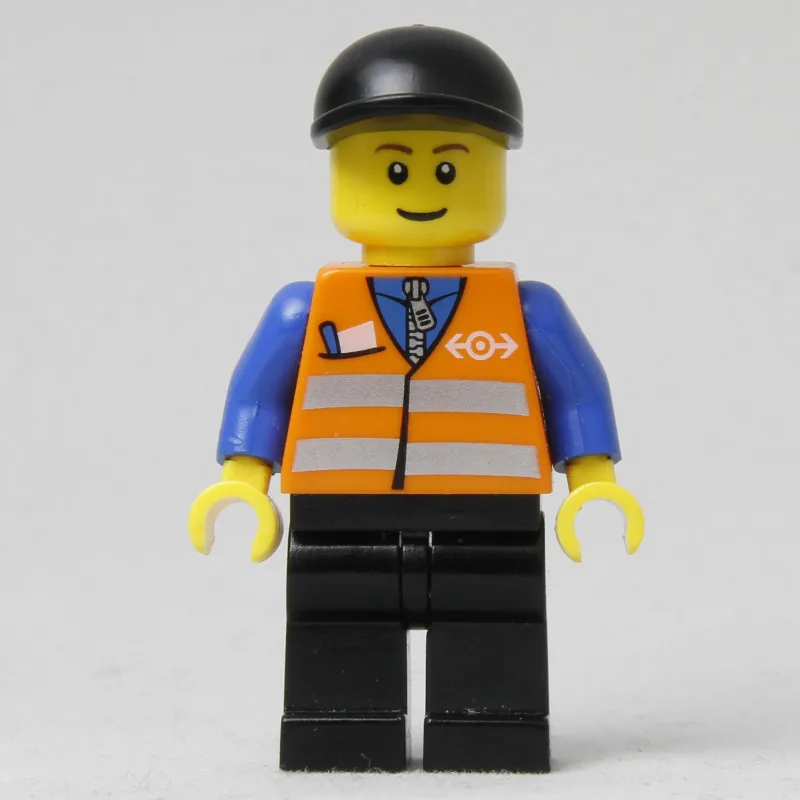 Worker - Orange Torso, Black Legs, Black Cap — minifigurine LEGO | Brick Broker