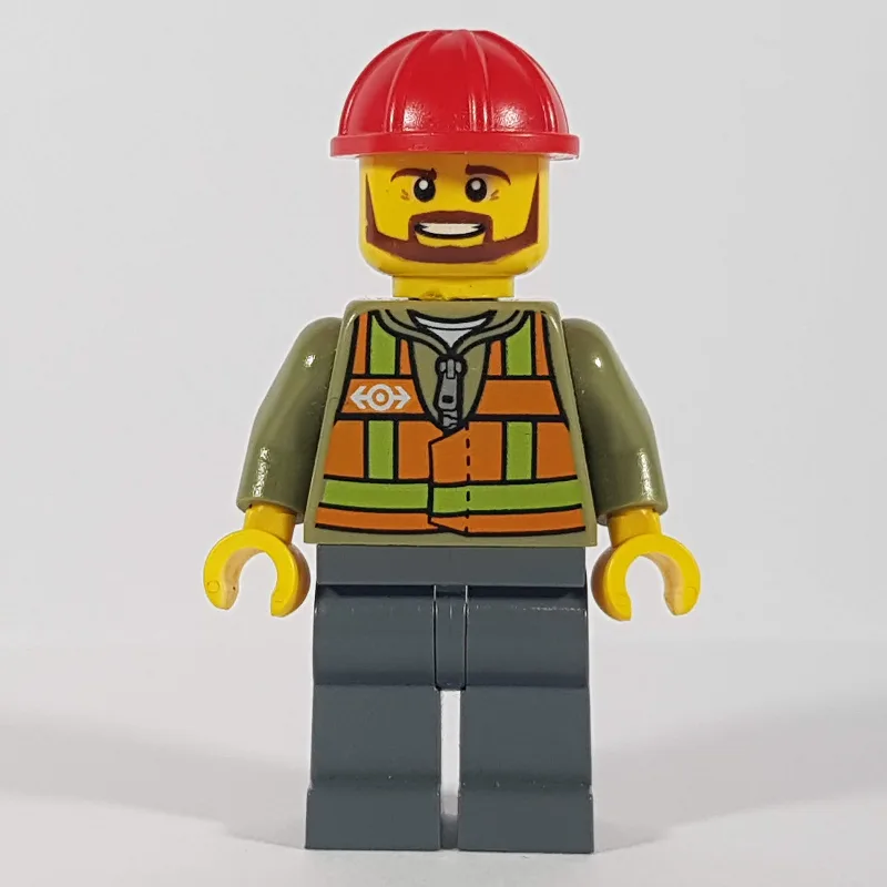 Train Worker, Orange Safety Vest with Train L… — minifigurine LEGO | Brick Broker