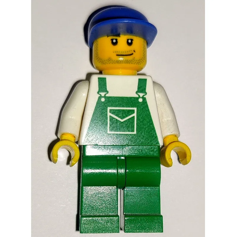 Man, Green Overalls, Blue Cap, Stubble (86035… — minifigurine LEGO | Brick Broker