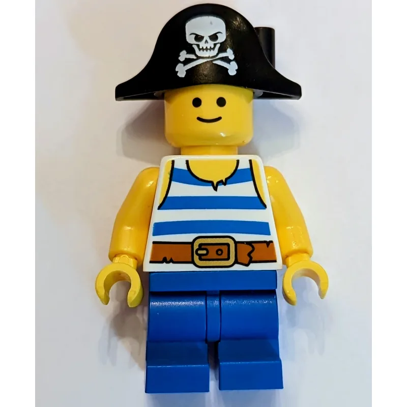 Blue Medium Legs, White Torso, Black Pirate H… — minifigurine LEGO | Brick Broker