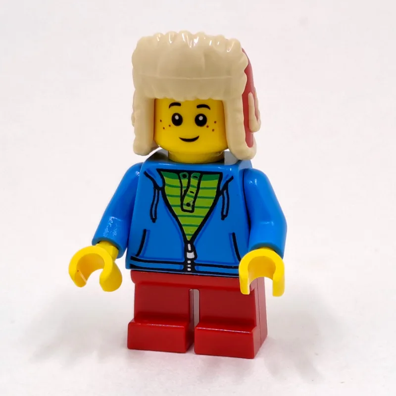 Boy, Open Dark Azure Hoodie with Zipper, Shor… — minifigurine LEGO | Brick Broker