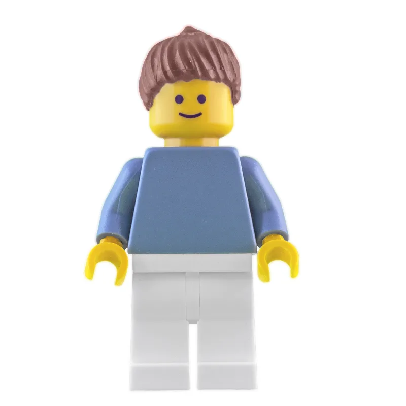 Sand Blue Torso, White Legs, Reddish Brown Ha… — minifigurine LEGO | Brick Broker