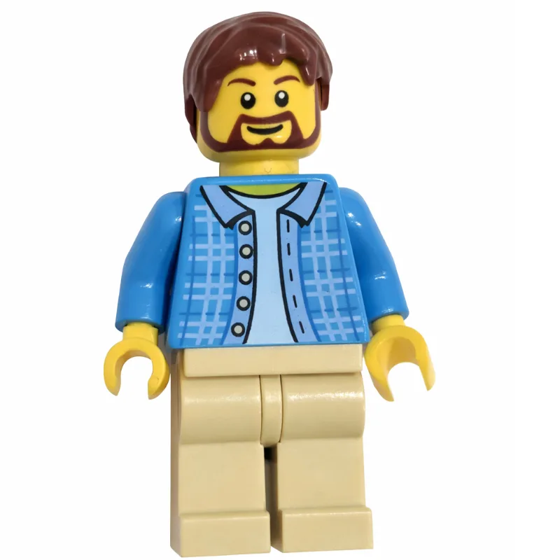 Dad with Dark Azure Shirt with Buttons, and B… — minifigurine LEGO | Brick Broker