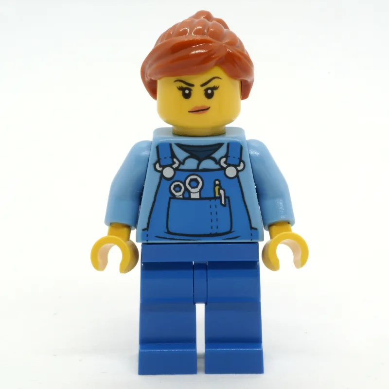 Woman, Blue Overalls over Shirt, Dark Orange… — minifigurine LEGO | Brick Broker