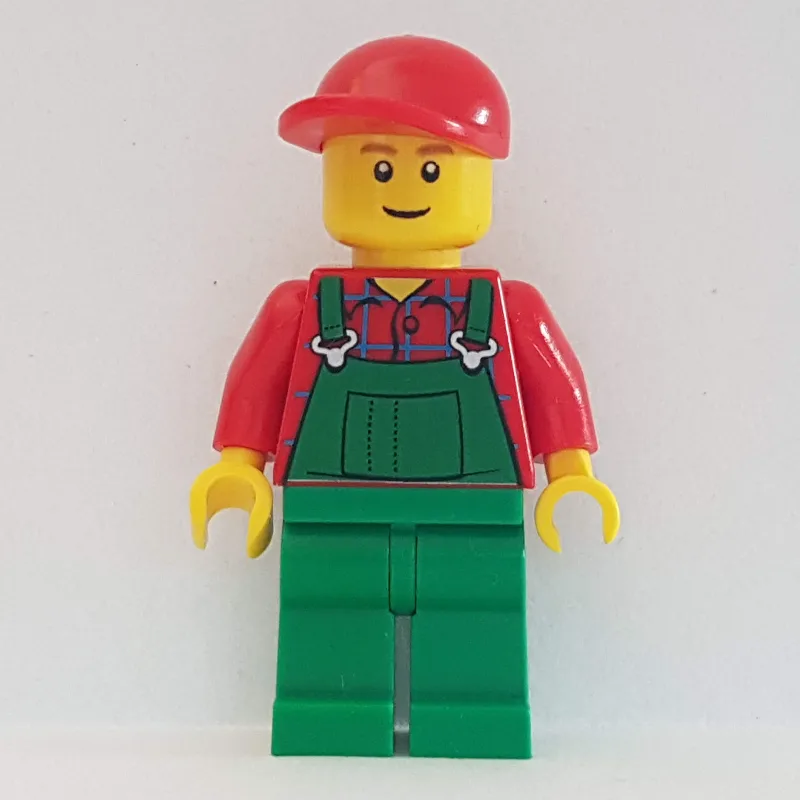 Man, Green Overalls over Red Shirt, Red Cap,… — minifigurine LEGO | Brick Broker