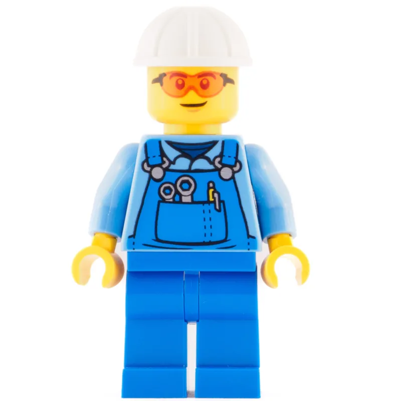 Worker - Medium Blue Torso, Blue Overall, Ora… — minifigurine LEGO | Brick Broker