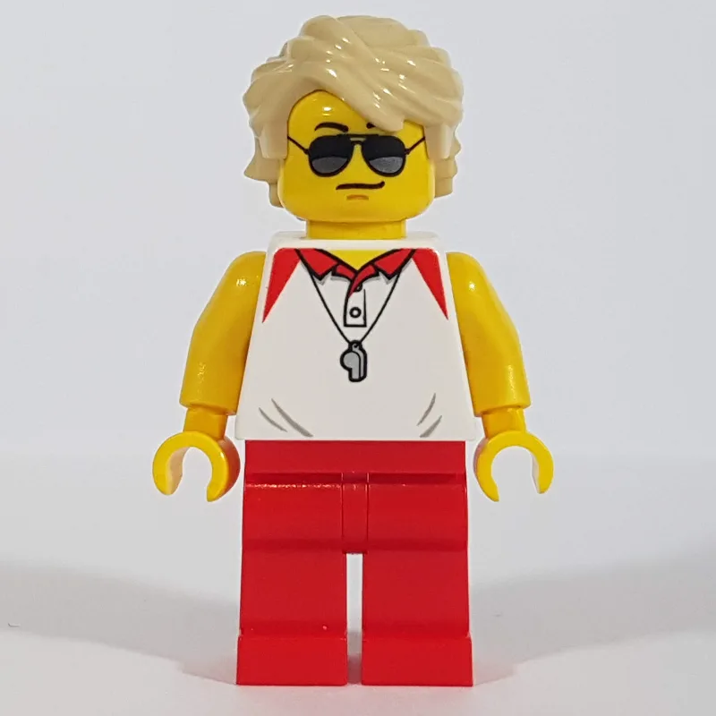 Lifeguard, White Polo Shirt with Whistle, Red… — minifigurine LEGO | Brick Broker