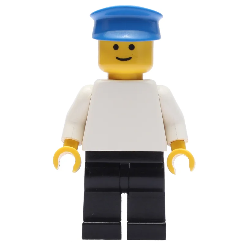 Man - White Torso, Black Legs, Blue Cap — minifigurine LEGO | Brick Broker