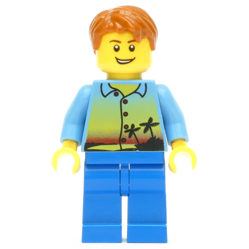 Medium Blue Torso, Blue Legs, Dark Orange Hair — minifigurine LEGO | Brick Broker