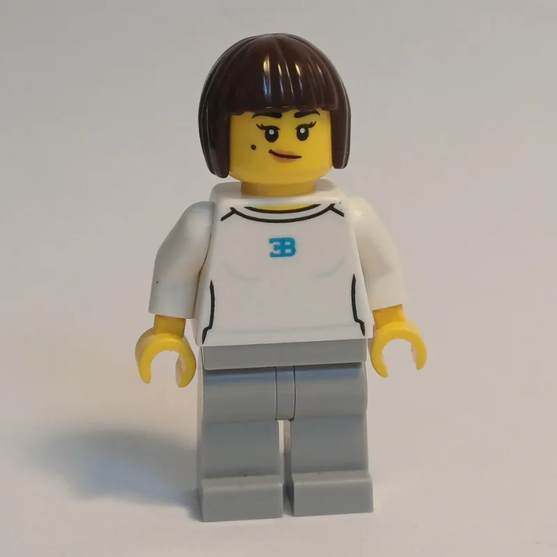 Race Driver, White Shirt, Light Bluish Gray L… — minifigurine LEGO | Brick Broker