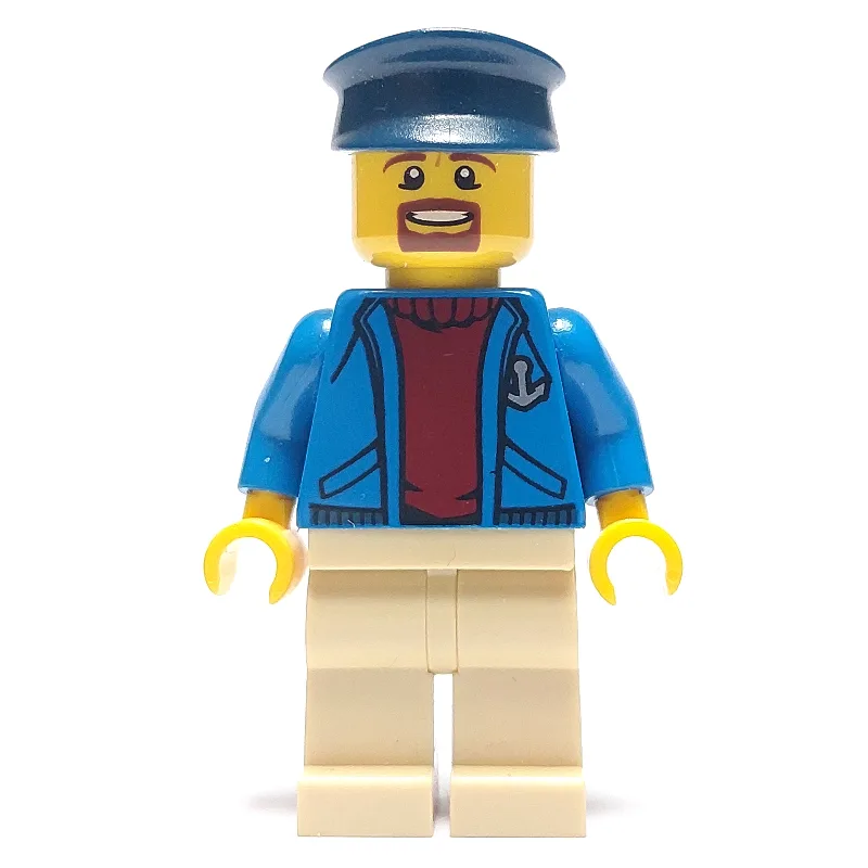 Ship Captain, Open Blue Jacket with Anchor ov… — minifigurine LEGO | Brick Broker