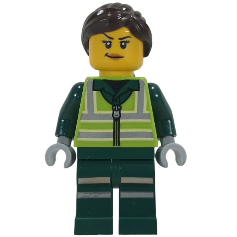 Recycling Worker, Lime Safety Vest, Dark Gree… — minifigurine LEGO | Brick Broker