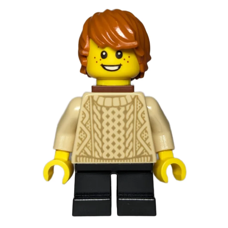 Kid - Tan Torso, Black Legs, Dark Orange Hair — minifigurine LEGO | Brick Broker