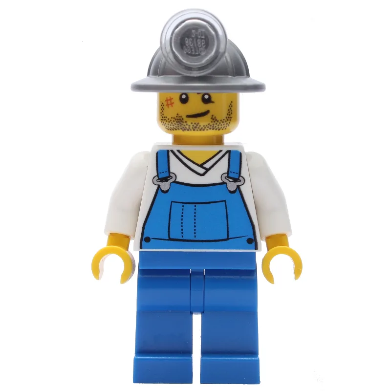 Miner, Blue Overalls over White V-Necked Shir… — minifigurine LEGO | Brick Broker