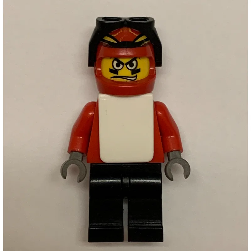 Snowboarder, Red, Black Legs, White Vest — minifigurine LEGO | Brick Broker