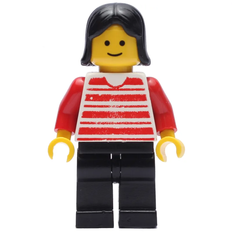 Woman, Red and White Striped Shirt, Black Leg… — minifigurine LEGO | Brick Broker