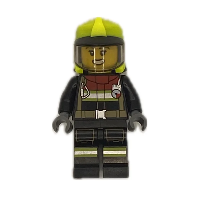 Firefighter, Black Fire Suit, Vibrant Yellow… — minifigurine LEGO | Brick Broker