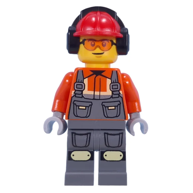 Construction Worker, Reddish Orange Jacket, O… — minifigurine LEGO | Brick Broker