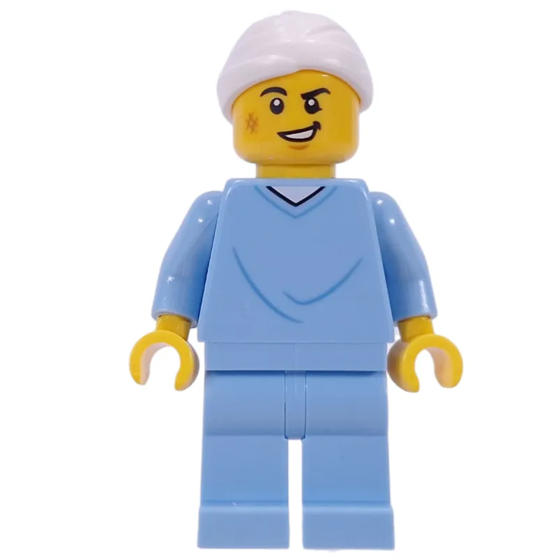 Patient, Bright Light Blue Scrubs, Bandage — minifigurine LEGO | Brick Broker