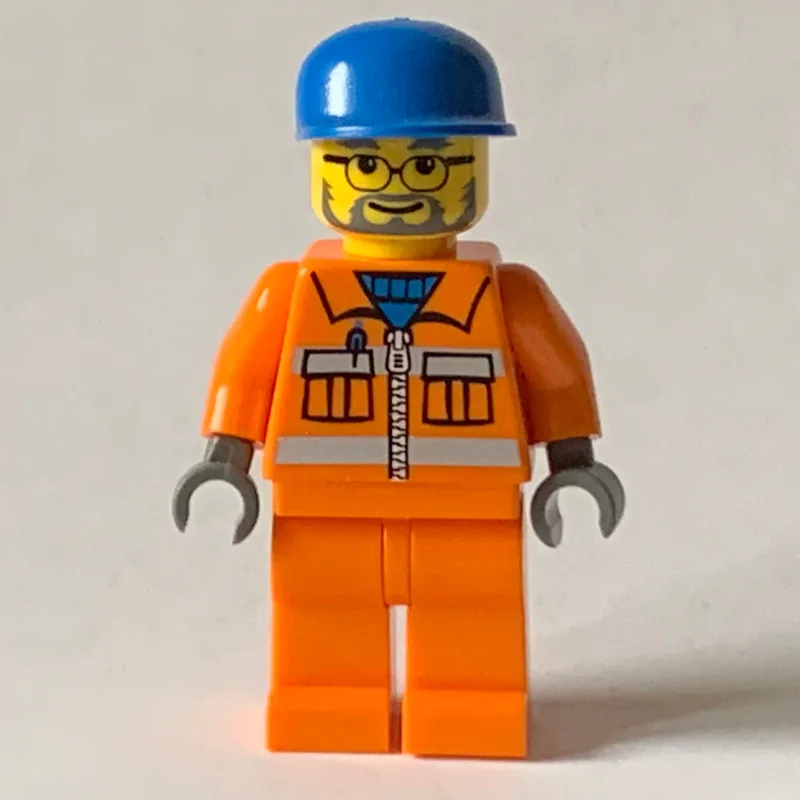 Construction Worker in Orange Jacket with Zip… — minifigurine LEGO | Brick Broker