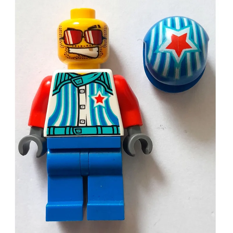 Race Driver, White Torso, Blue Legs, Blue Hel… — minifigurine LEGO | Brick Broker