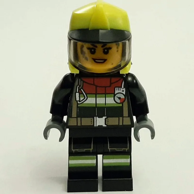 Firefighter, Black Fire Suit, Vibrant Yellow… — minifigurine LEGO | Brick Broker
