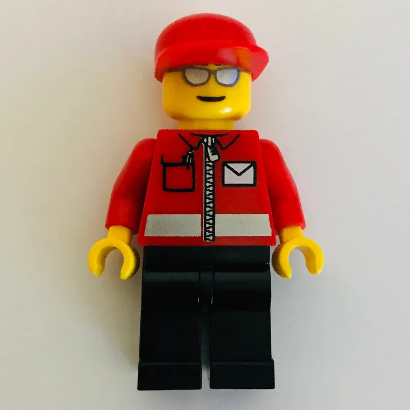Postal Worker, Red Jacket with Zipper and Let… — minifigurine LEGO | Brick Broker
