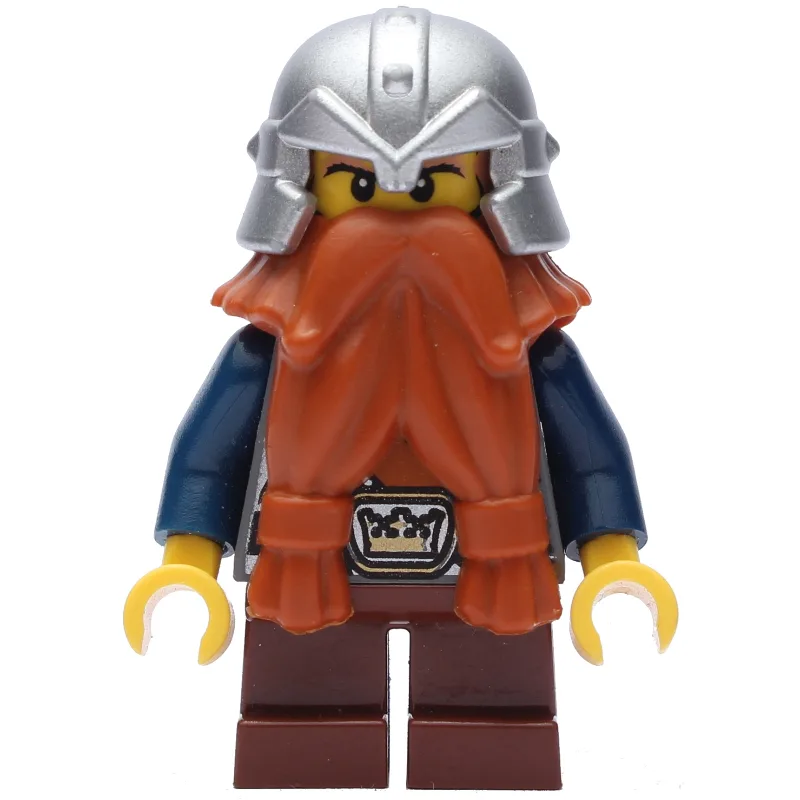 Dwarf, Dark Orange Beard, Metallic Silver Hel… — minifigurine LEGO | Brick Broker