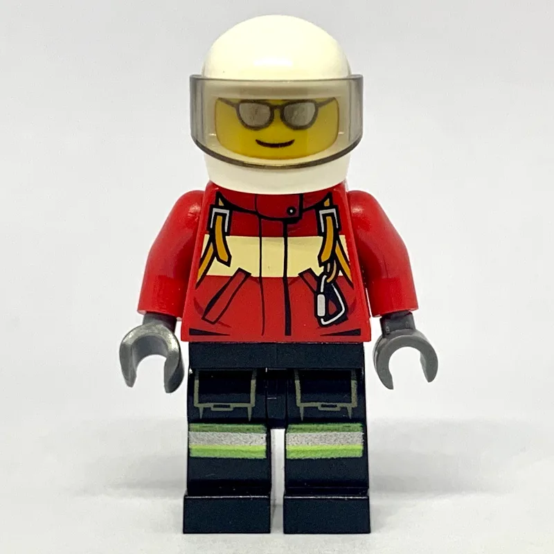 Fireman, Red Jacket with Straps, White Helmet… — minifigurine LEGO | Brick Broker