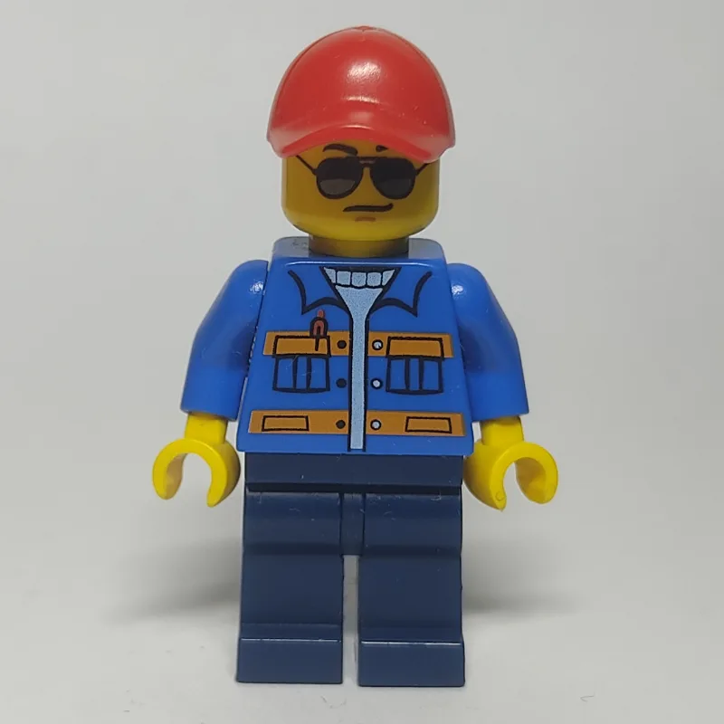 Man, Blue Jacket with Orange Stripes, Dark Bl… — minifigurine LEGO | Brick Broker