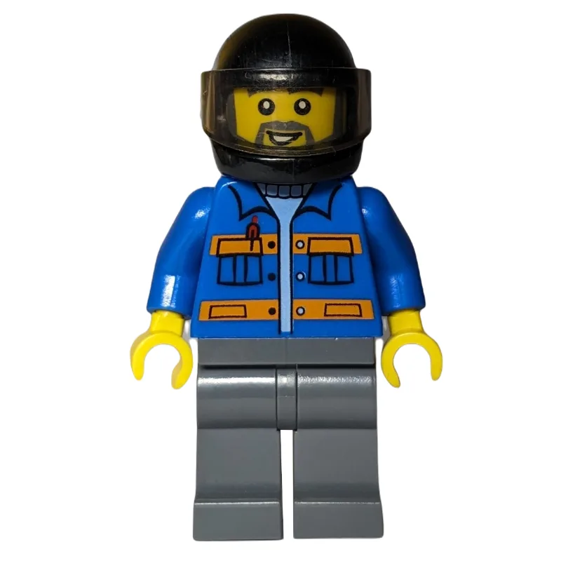 Worker, Blue Jacket with Orange Stripes, Dark… — minifigurine LEGO | Brick Broker