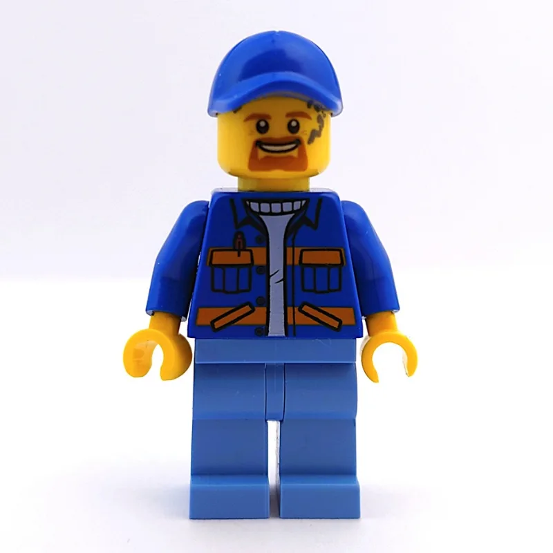 Worker, Blue Jacket with Orange Stripes, Medi… — minifigurine LEGO | Brick Broker